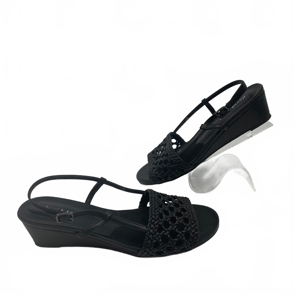 David Tate Black Faux Leather Slingback Sandals | Women’s US 7.5
